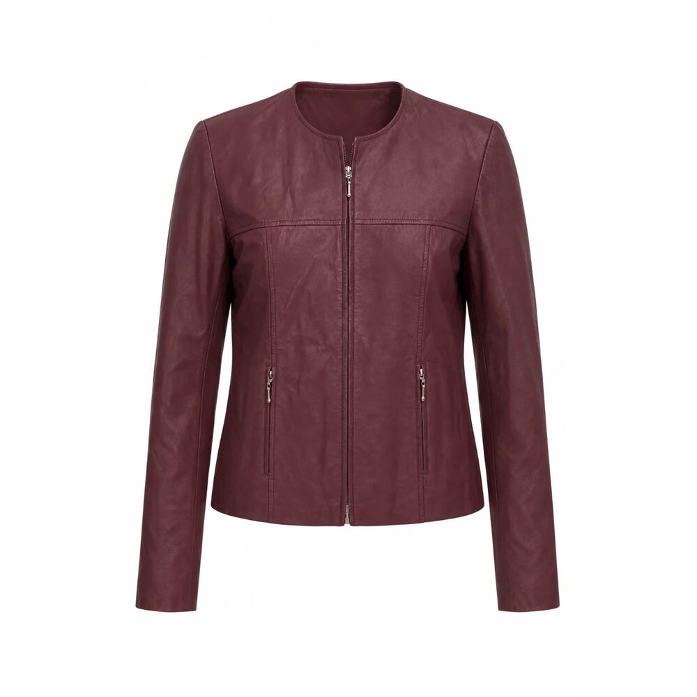 Newport News Genuine Leather Jacket — Burgundy — Size 16 — Excellent Condition
